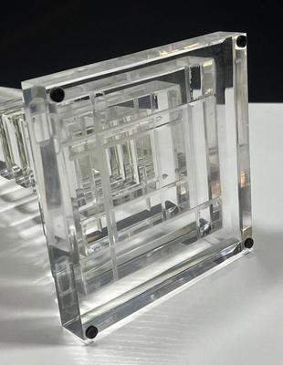 LOT 161: Pair Of MCM Lucite Acrylic Obelisks - 15” And 12”