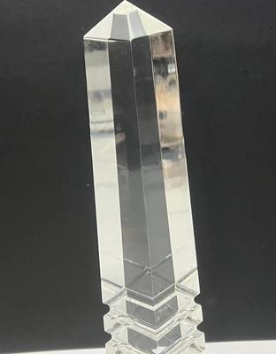 LOT 161: Pair Of MCM Lucite Acrylic Obelisks - 15” And 12”