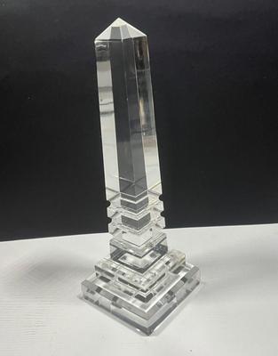 LOT 161: Pair Of MCM Lucite Acrylic Obelisks - 15” And 12”