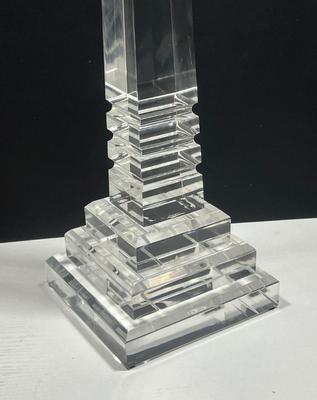 LOT 161: Pair Of MCM Lucite Acrylic Obelisks - 15” And 12”