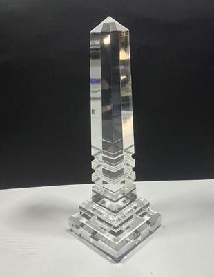 LOT 161: Pair Of MCM Lucite Acrylic Obelisks - 15” And 12”