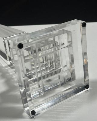 LOT 161: Pair Of MCM Lucite Acrylic Obelisks - 15” And 12”