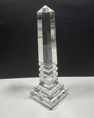 LOT 161: Pair Of MCM Lucite Acrylic Obelisks - 15” And 12”