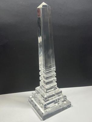 LOT 161: Pair Of MCM Lucite Acrylic Obelisks - 15” And 12”