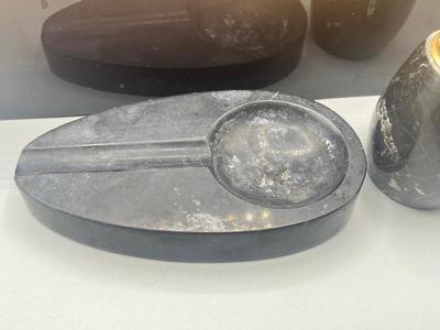 LOT 189: Cigar Afficianado Collection - Humidor, Zippo and Proetheus Lighters, Faux Mable Cigar Lighter With Ashtray and More