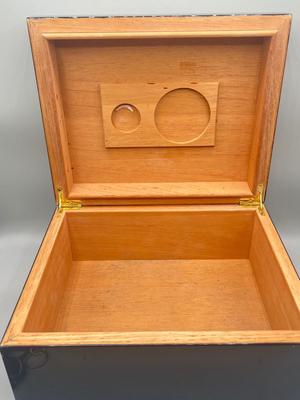 LOT 189: Cigar Afficianado Collection - Humidor, Zippo and Proetheus Lighters, Faux Mable Cigar Lighter With Ashtray and More