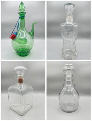 LOT 199: Decanter Collection Including Amazing Antique English/Irish Cut Glass Decanter Circa 1800's