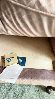 Two Drexel Queen Anne Style Upholstered Wingback Chairs (LR-MG)