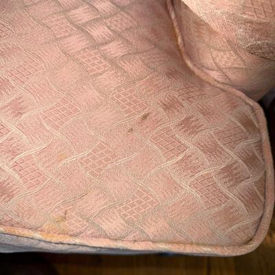 Two Drexel Queen Anne Style Upholstered Wingback Chairs (LR-MG)