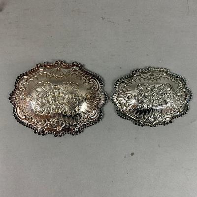 K624 Pair Of Sterling Silver Floral Rococo Bowl Set