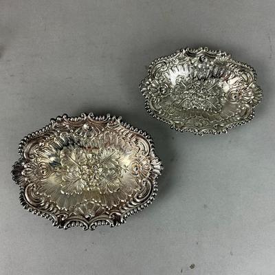 K624 Pair Of Sterling Silver Floral Rococo Bowl Set