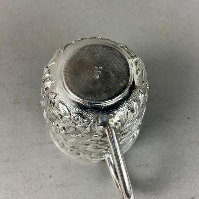 K632 Vintage Michael Galmer Sterling Silver Repousse Floral Style Baby Cup