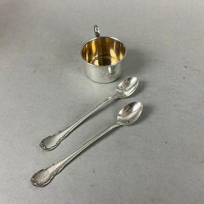 K637 Three Piece Sterling Baby Cup & Spoon Set