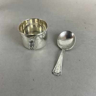 K638 Two Piece Sterling Silver Baby Cup & Spoon
