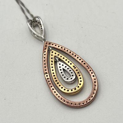 LOT 417: Cubic Zirconia Sterling 18" Necklace and Pendant and Crowned Frog Pendant on 18" Necklace