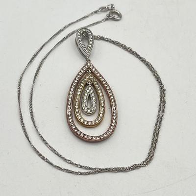 LOT 417: Cubic Zirconia Sterling 18" Necklace and Pendant and Crowned Frog Pendant on 18" Necklace