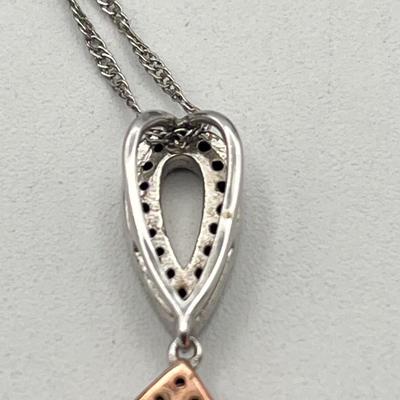 LOT 417: Cubic Zirconia Sterling 18" Necklace and Pendant and Crowned Frog Pendant on 18" Necklace