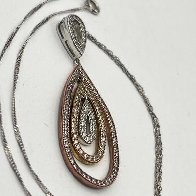 LOT 417: Cubic Zirconia Sterling 18" Necklace and Pendant and Crowned Frog Pendant on 18" Necklace