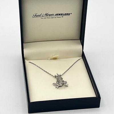 LOT 417: Cubic Zirconia Sterling 18" Necklace and Pendant and Crowned Frog Pendant on 18" Necklace