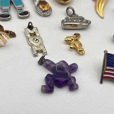 LOT 421: Collection of Pendants and Pins - Some Marked 925