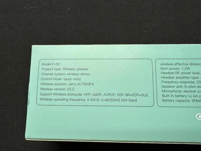 GLASSES WIRELESS HEADSET F-06