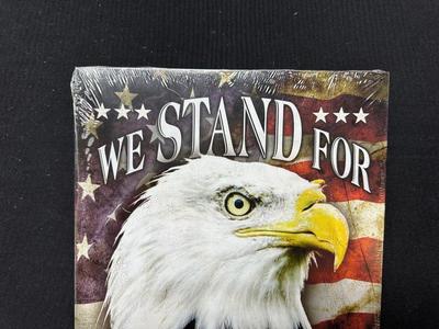METAL "WE STAND FOR OUR NATION'S FLAG AND ANTHEM" SIGN