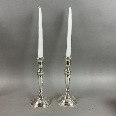 D643 Pair Of Sterling Silver Weighted EMPIRE Candlesticks