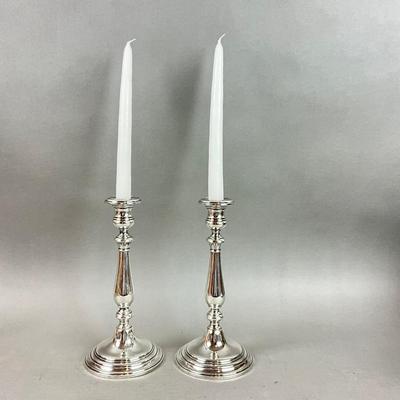 D644 Pair Of ALVIN Sterling Silver Weighted Candlesticks