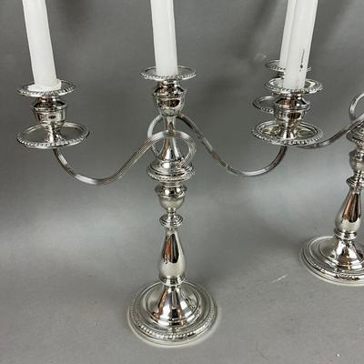 D645 Pair Of Sterling Silver Three Candlelabra Candlesticks By Mueck-Carey