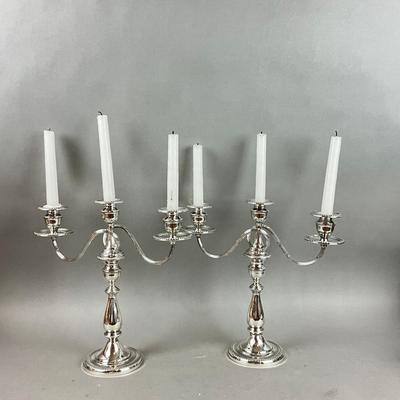 D645 Pair Of Sterling Silver Three Candlelabra Candlesticks By Mueck-Carey