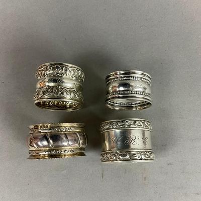 D658 Set Of Four Antique Sterling Silver Napkin Rings