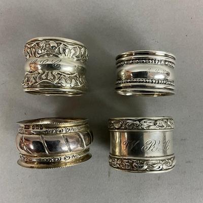 D658 Set Of Four Antique Sterling Silver Napkin Rings