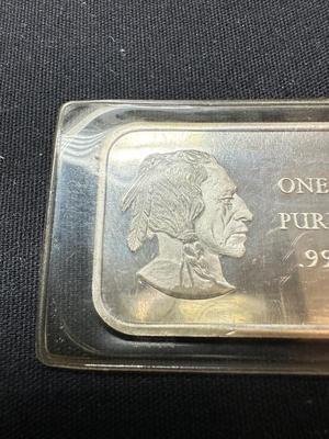 BI-CENTENNIAL INDIAN HEAD 1 OUNCE .999 PURE FINE SILVER BAR