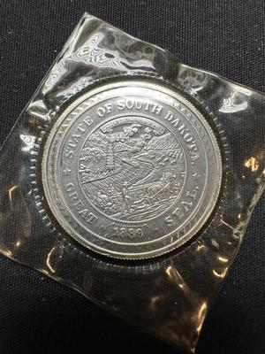 1989 SOUTH DAKOTA 1 OUNCE .999 FINE SILVER ROUND