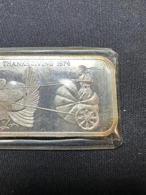 1974 THANKSGIVING MADISON MINT 1 OUNCE .999 FINE SILVER BAR
