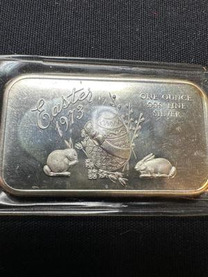1973 EASTER 1 OUNCE .999 FINE SILVER BAR