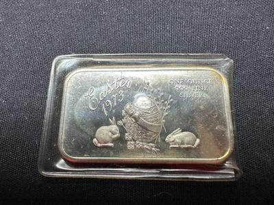 1973 EASTER 1 OUNCE .999 FINE SILVER BAR