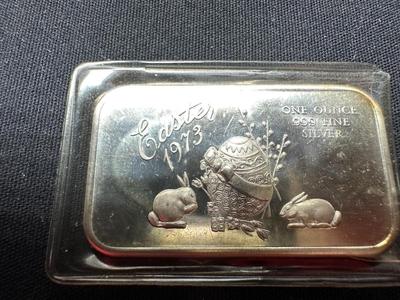 1973 EASTER 1 OUNCE .999 FINE SILVER BAR