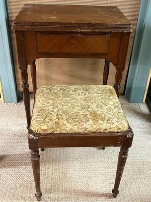LOT 425: Vintage Sewing Machine Table and Bench