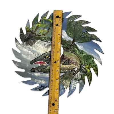 Sale Photo Thumbnail #484: Vintage Handpainted Saw Blade with Fish 1991 by Brenda Franklin