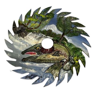 Sale Photo Thumbnail #482: Vintage Handpainted Saw Blade with Fish 1991 by Brenda Franklin