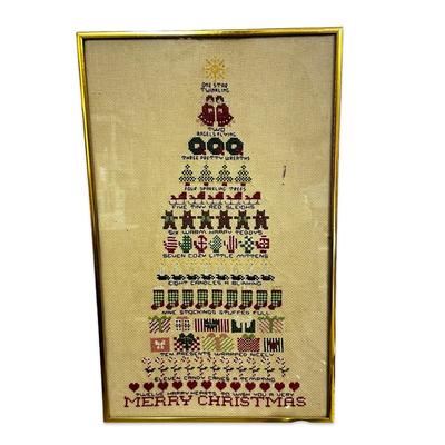 Sale Photo Thumbnail #494: Vintage Hand Stitched Christmas Artwork- Fair Condition
11x18"