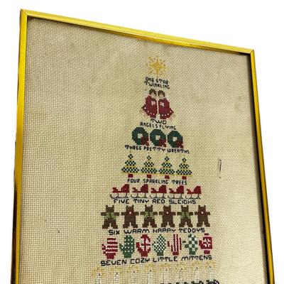 Sale Photo Thumbnail #496: Vintage Hand Stitched Christmas Artwork- Fair Condition
11x18"