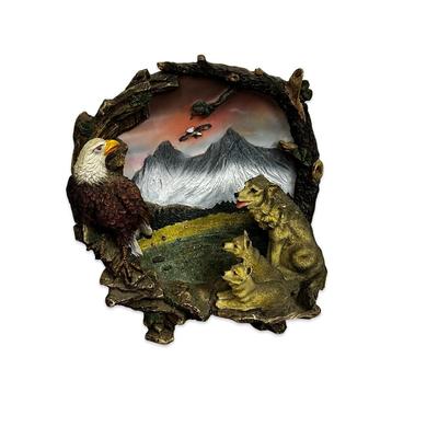 Sale Photo Thumbnail #502: Vintage 3D Eagle and Wolves Artwork Plate with Mountains
Approx. 8" in diameter