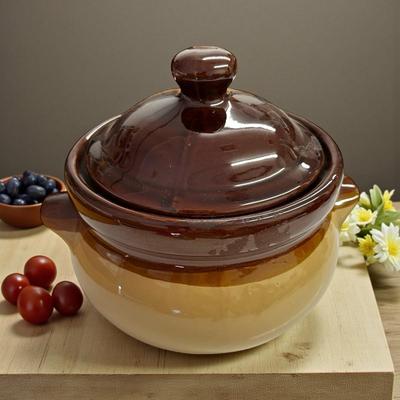 Sale Photo Thumbnail #532: Brown Crock with Lid, & Handles no chips,