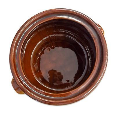 Sale Photo Thumbnail #537: Brown Crock with Lid, & Handles no chips,