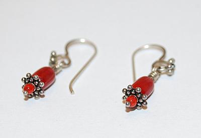 Delicate "RED MOUSE" EARRINGS Set with Wire Hook Clasp