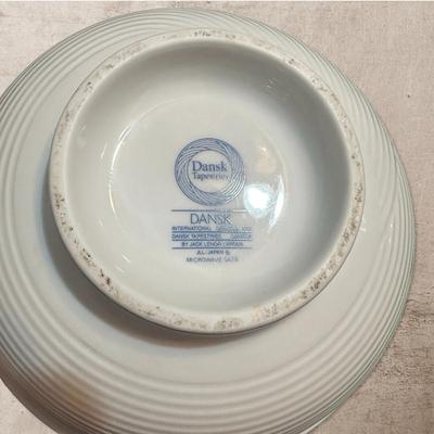 Sale Photo Thumbnail #561: White Dansk Tapestries Bowl w Blue & Gray Trim 
JLL /Japan 9.5" Diameter