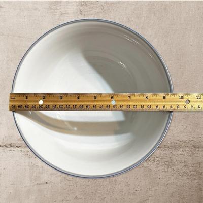 Sale Photo Thumbnail #563: White Dansk Tapestries Bowl w Blue & Gray Trim 
JLL /Japan 9.5" Diameter