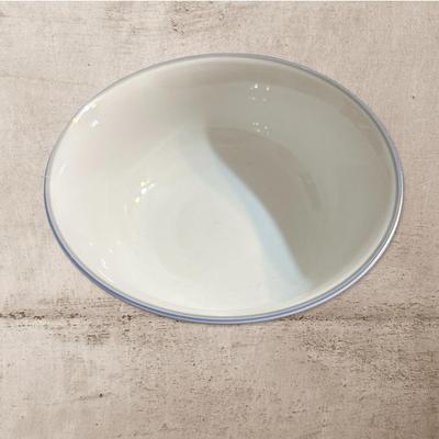 Sale Photo Thumbnail #560: White Dansk Tapestries Bowl w Blue & Gray Trim 
JLL /Japan 9.5" Diameter